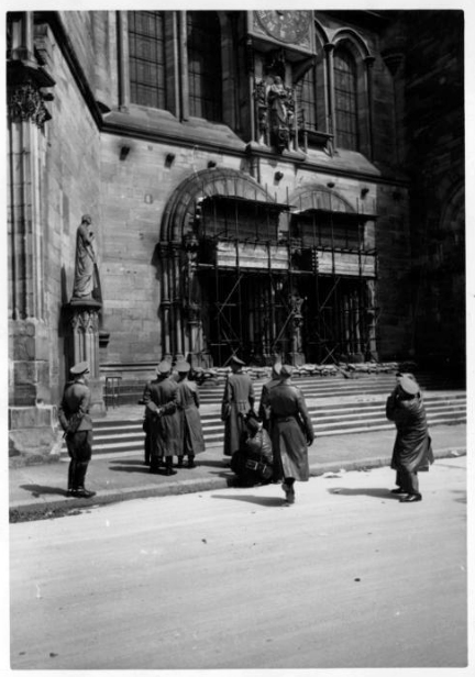 Adolf Hitler in front of the Strasbourg cathedral, France